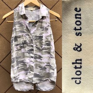Cloth & Stone Camo Sleeveless Button Down /Anthro